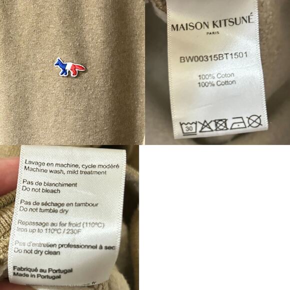 Maison Kitsuné Tricolor Fox Patch Sweatshirt Sand Size L - Picture 5 of 8